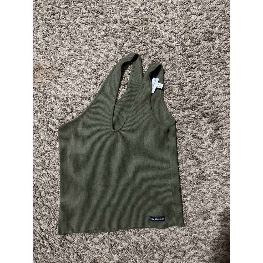 Calvin Klein Jeans One Shoulder Ribbed Crop Top XS